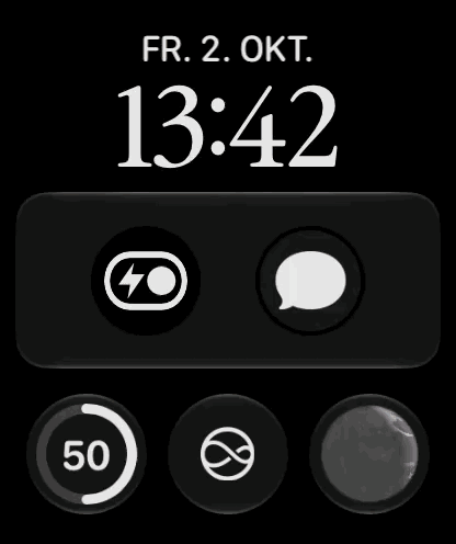 Apple Watch action page with large single and paired buttons